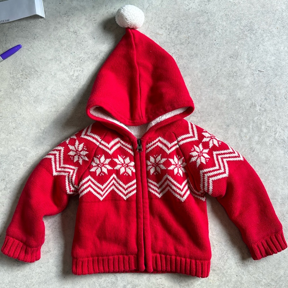 Hanna Andersson Holiday Sweater Zip Up Hoodie